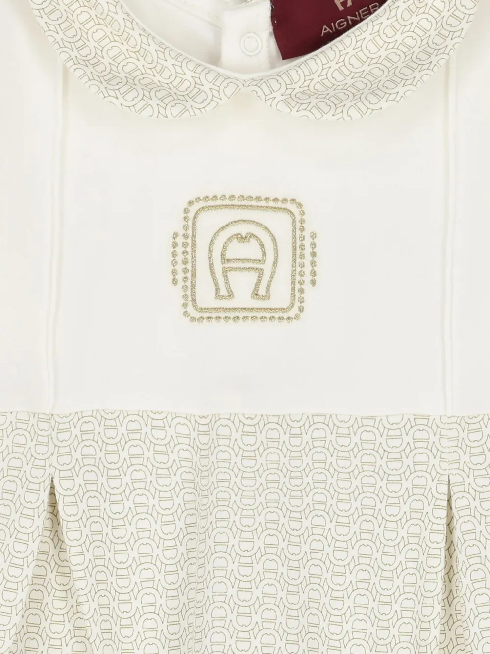Aigner Kids Slaappakje met geborduurd logo en monogram-print Beige