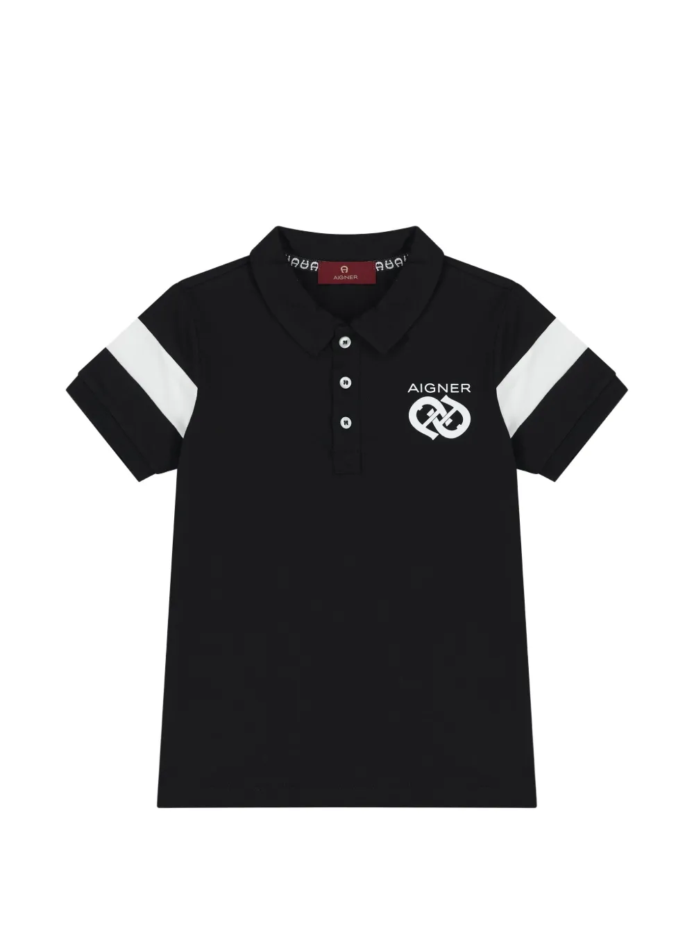 Aigner Kids logo-print panelled polo shirt - Nero