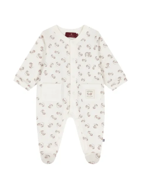 Aigner Kids logo-embroidered bear-print babygrow
