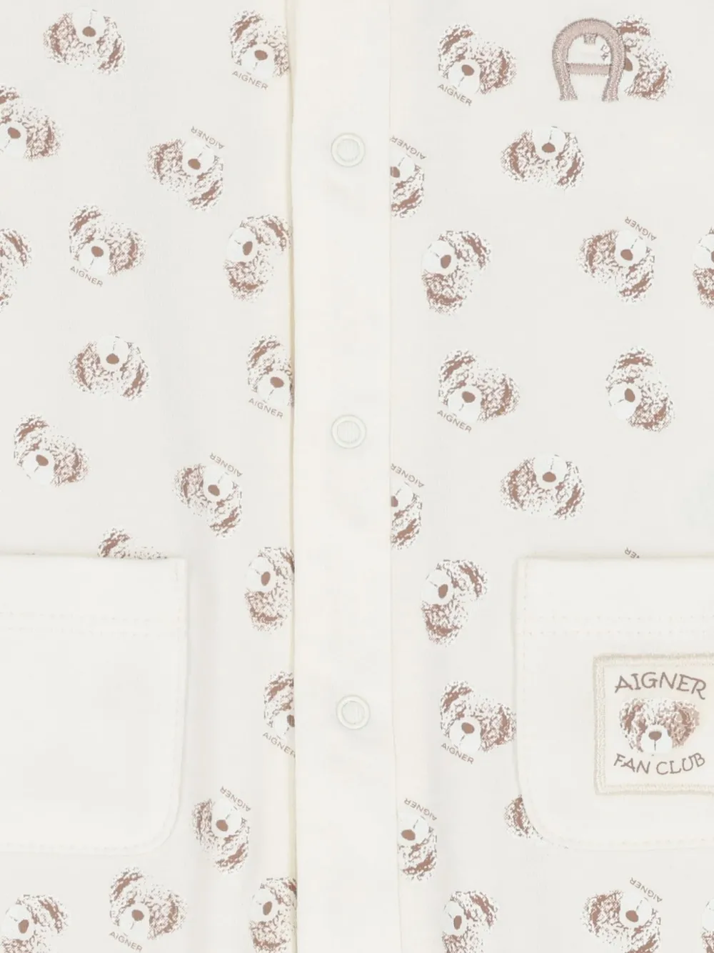 Aigner Kids logo-embroidered bear-print babygrow Beige