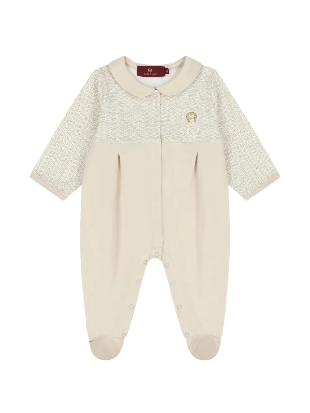 Aigner Kids Romper set met Peter Pan-kraag en logoprint Beige