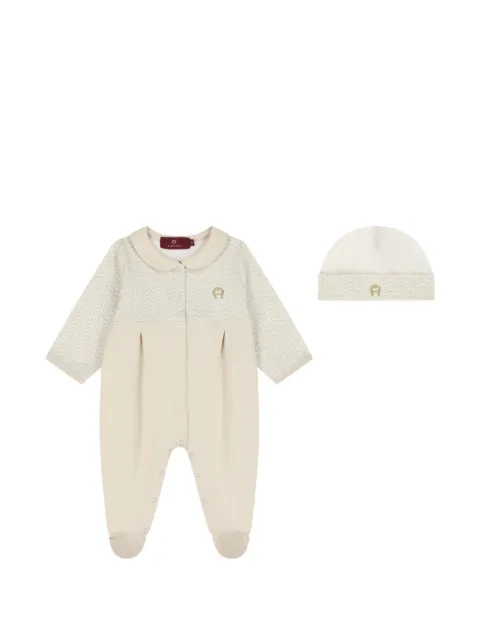Aigner Kids logo-print Peter Pan collar babygrow set