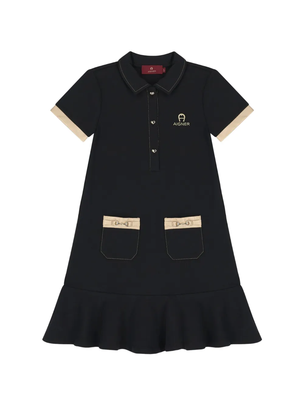 Aigner Kids ruffled polo-collar dress - Noir Aigner Kids ruffled polo-collar dress - Noir