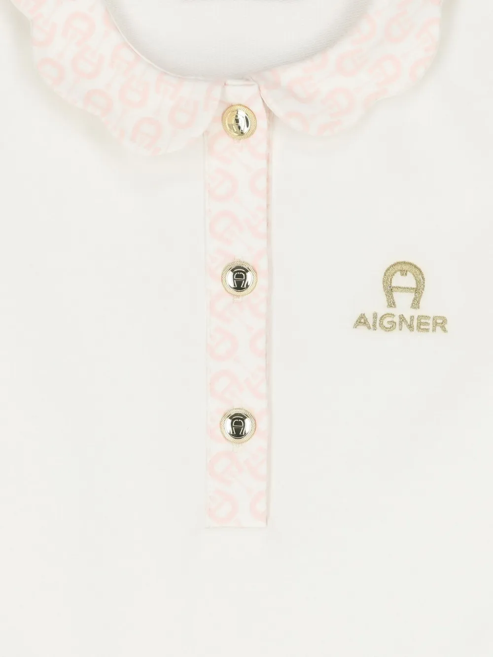 Aigner Kids Jurk met Peter Pan-borduurwerk en kraag Wit