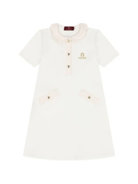 Aigner Kids Peter Pan logo-embroidered collar dress