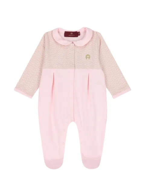 Aigner Kids monogram-print pleated romper