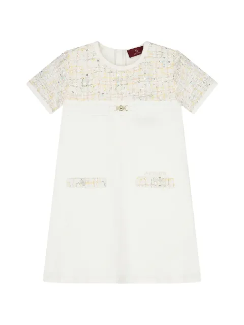 Aigner Kids sequin-embellished tweed-panel dress