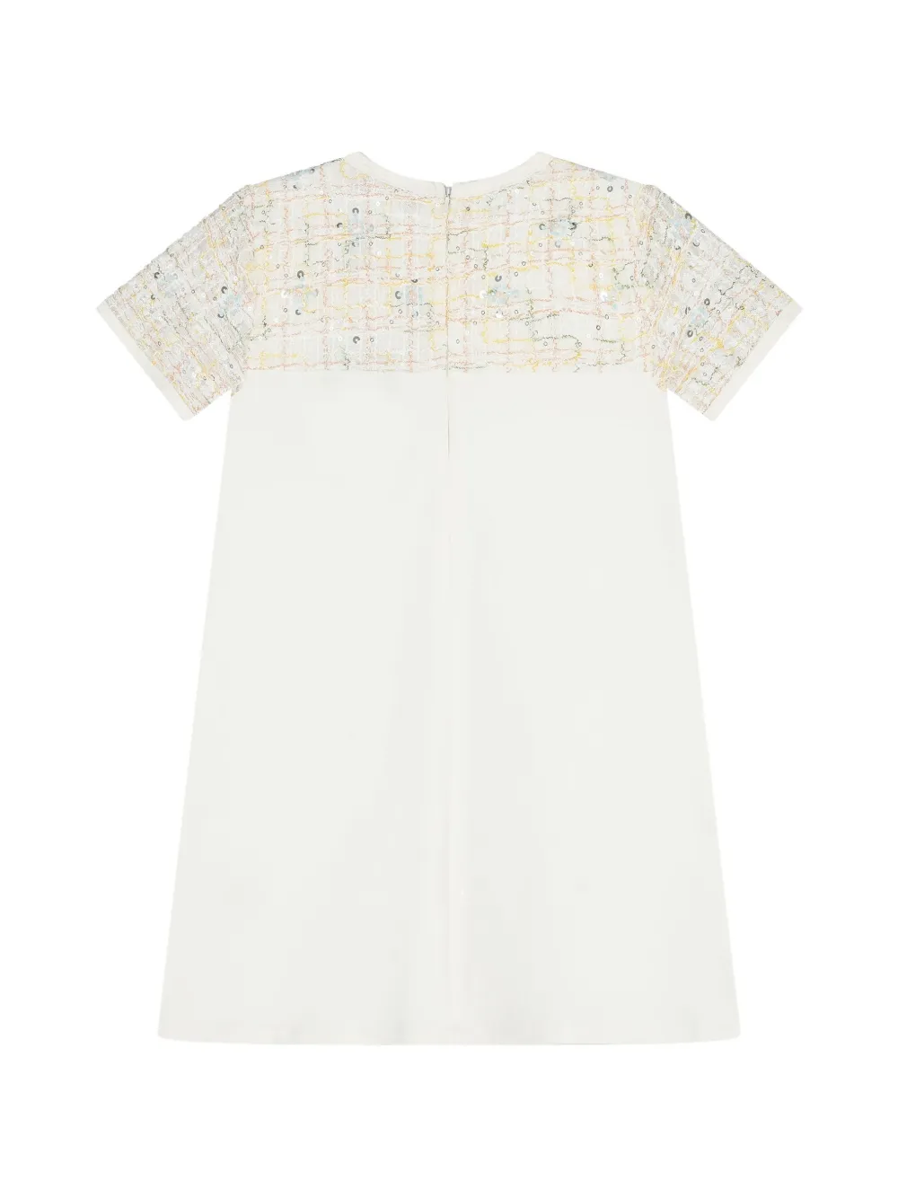 Aigner Kids sequin-embellished tweed-panel dress Beige