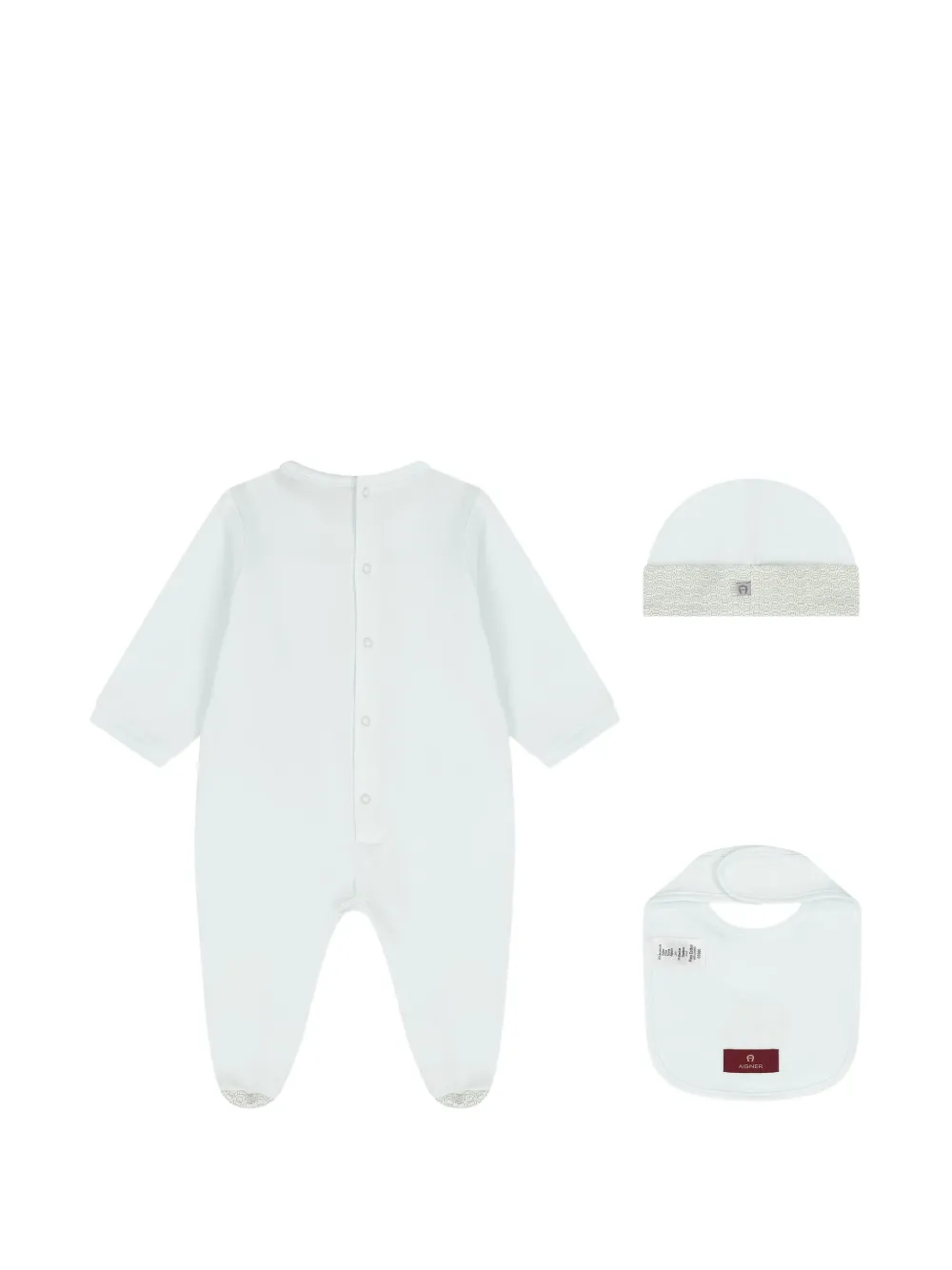 Aigner Kids Romper muts en slabbetje met monogramprint Blauw