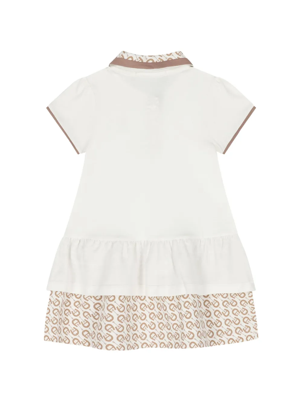 Aigner Kids Jurk met logoprint en ruches Wit
