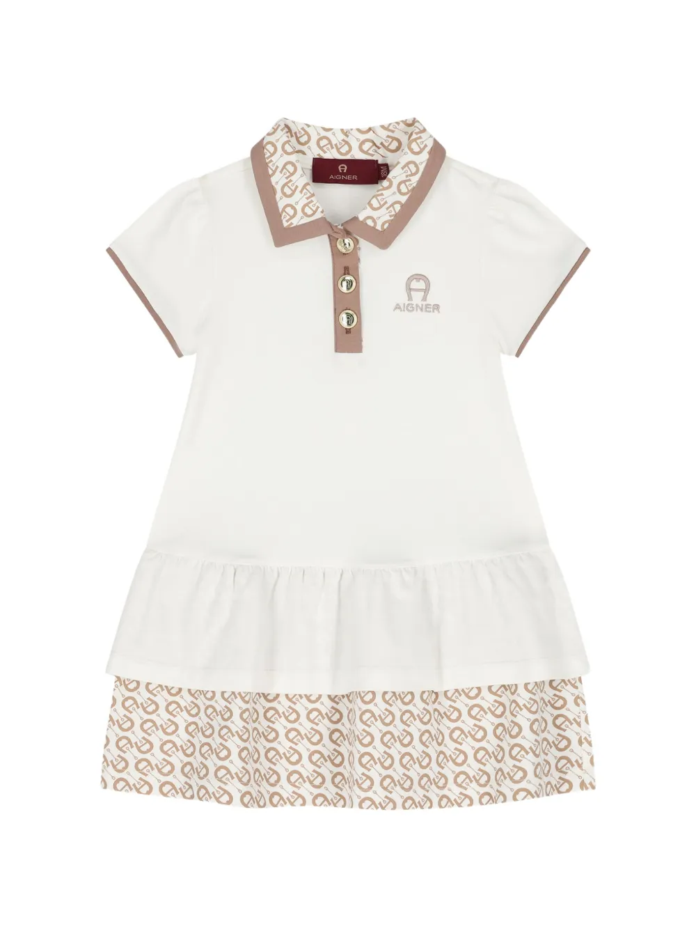 Aigner Kids robe volantée à logo imprimé - Blanc Aigner Kids robe volantée à logo imprimé - Blanc