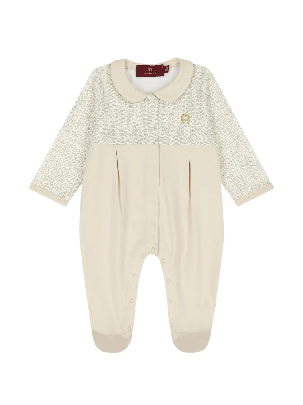 Aigner Kids monogram-print pleated romper - Toni neutri