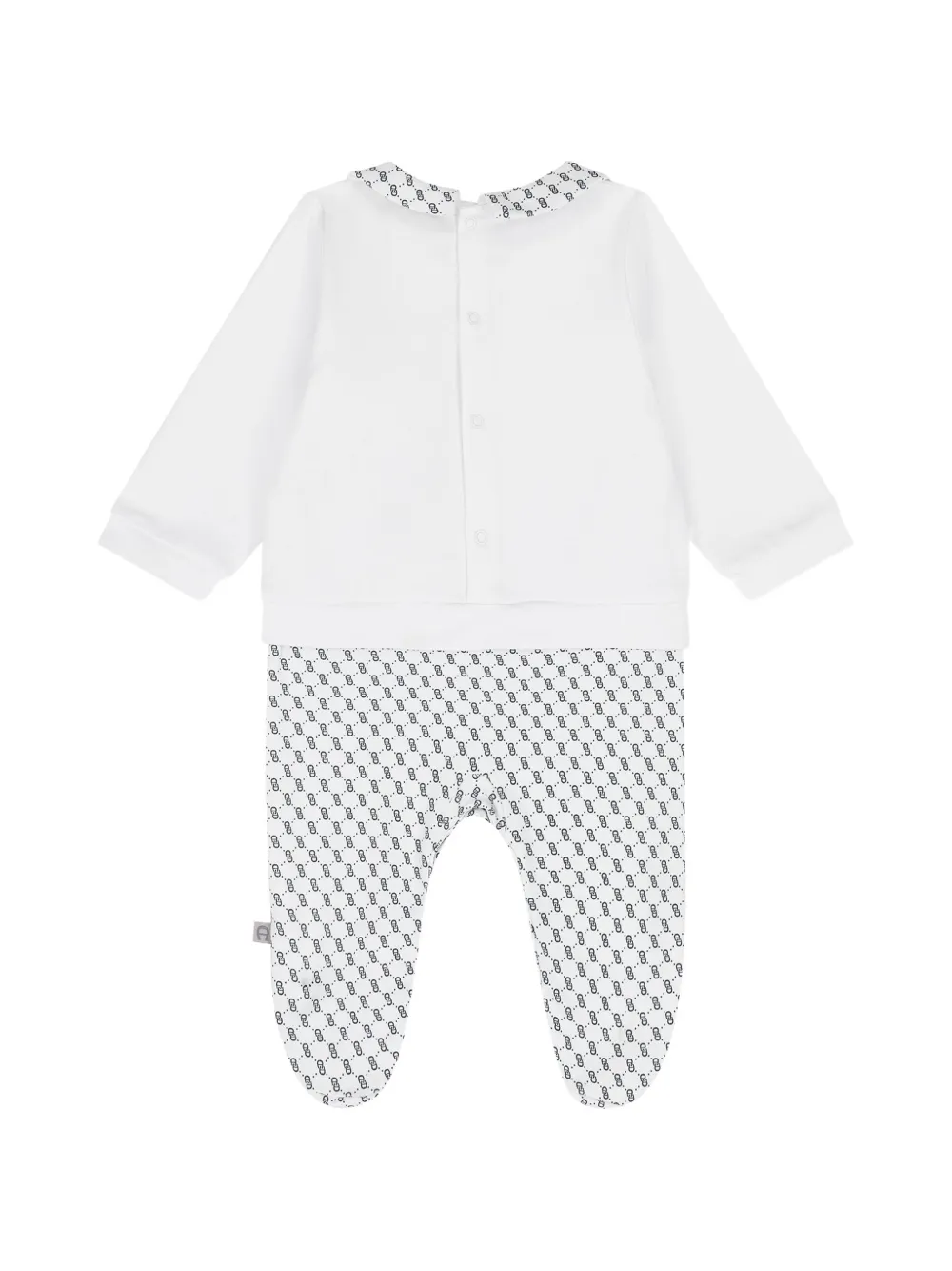 Aigner Kids Romper met Peter Pan kraag en logo Wit