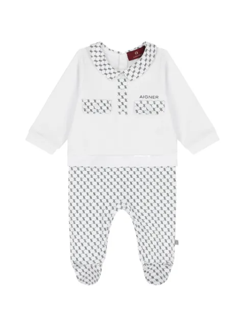 Aigner Kids logo-print Peter Pan collar babygrow
