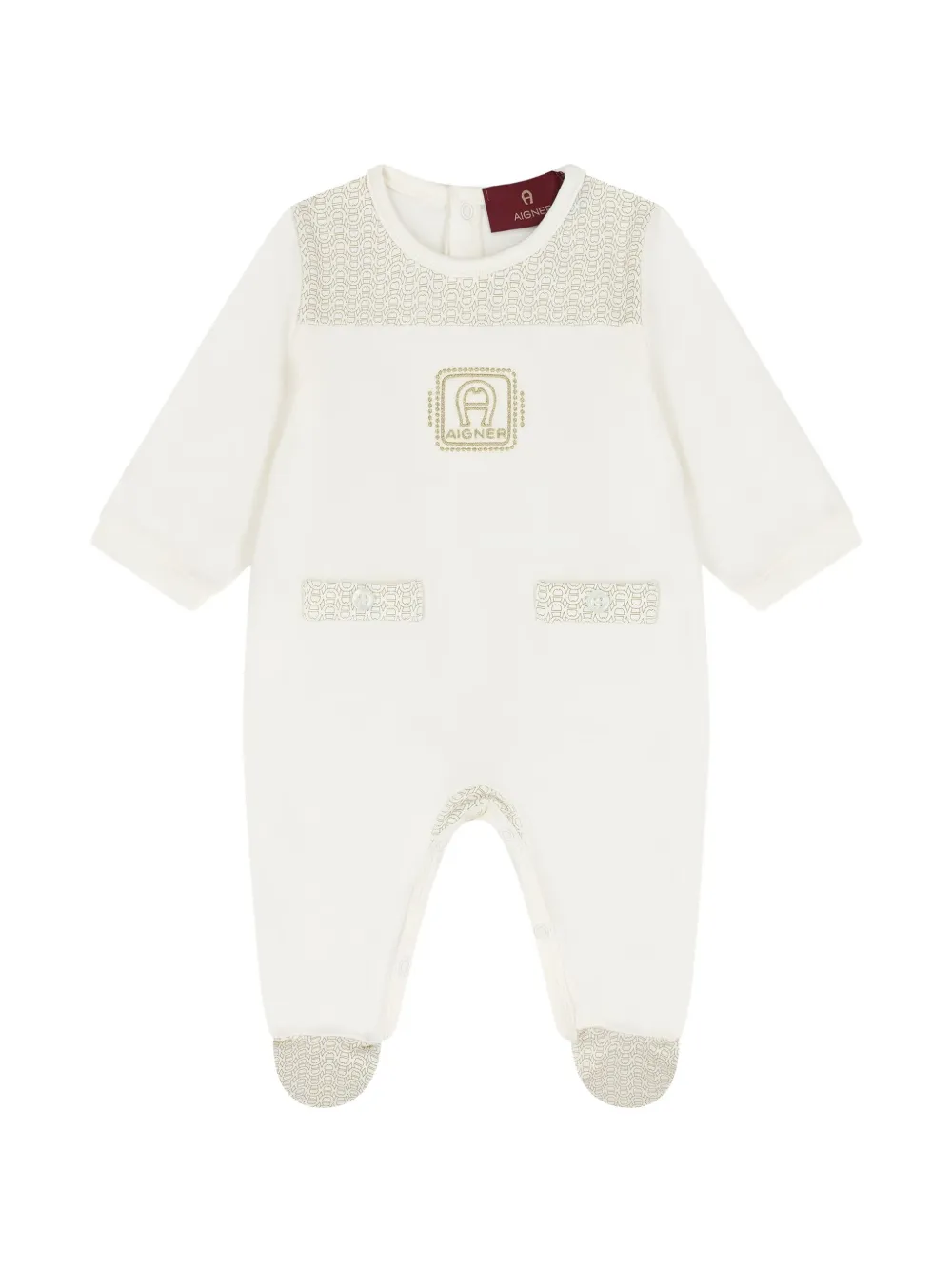 Aigner Kids grenouillère à motif et logo brodé - Blanc