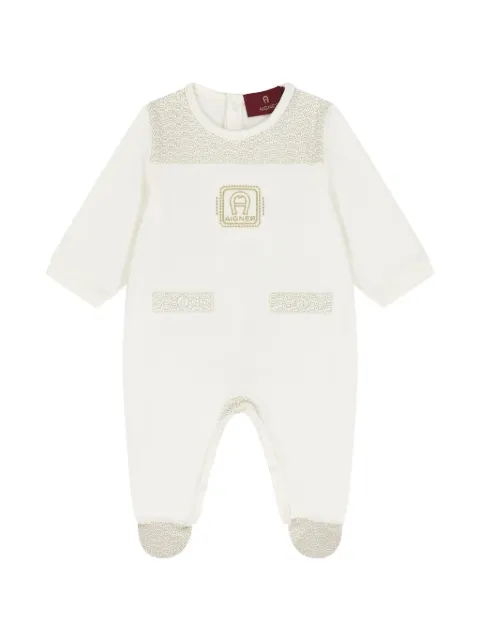 Aigner Kids logo-embroidered patterned babygrow