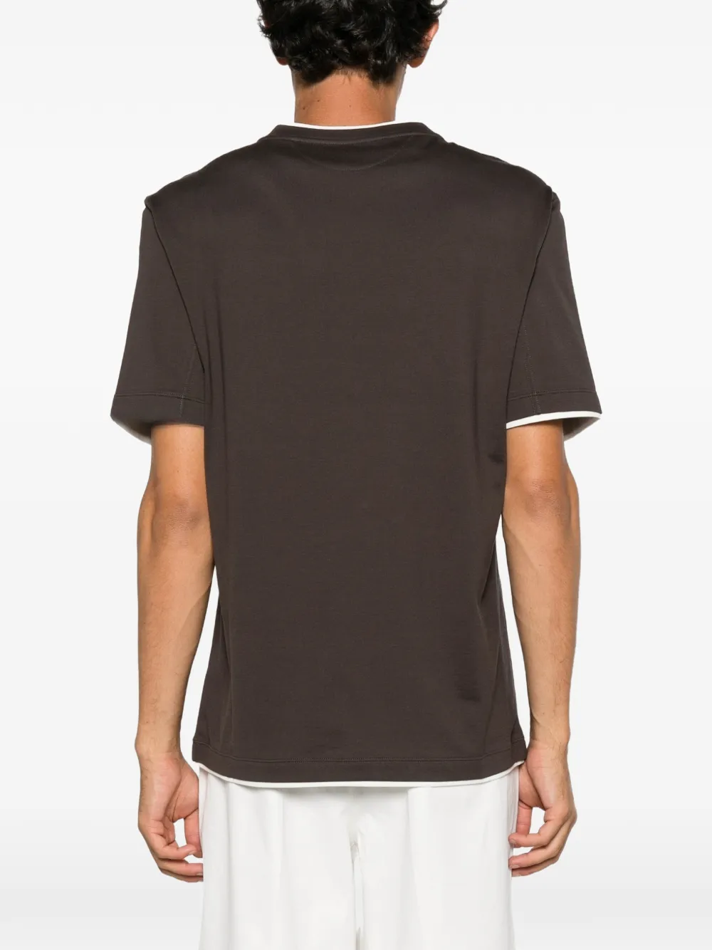 Brunello Cucinelli cotton jersey crew-neck T-shirt with faux-layering Bruin