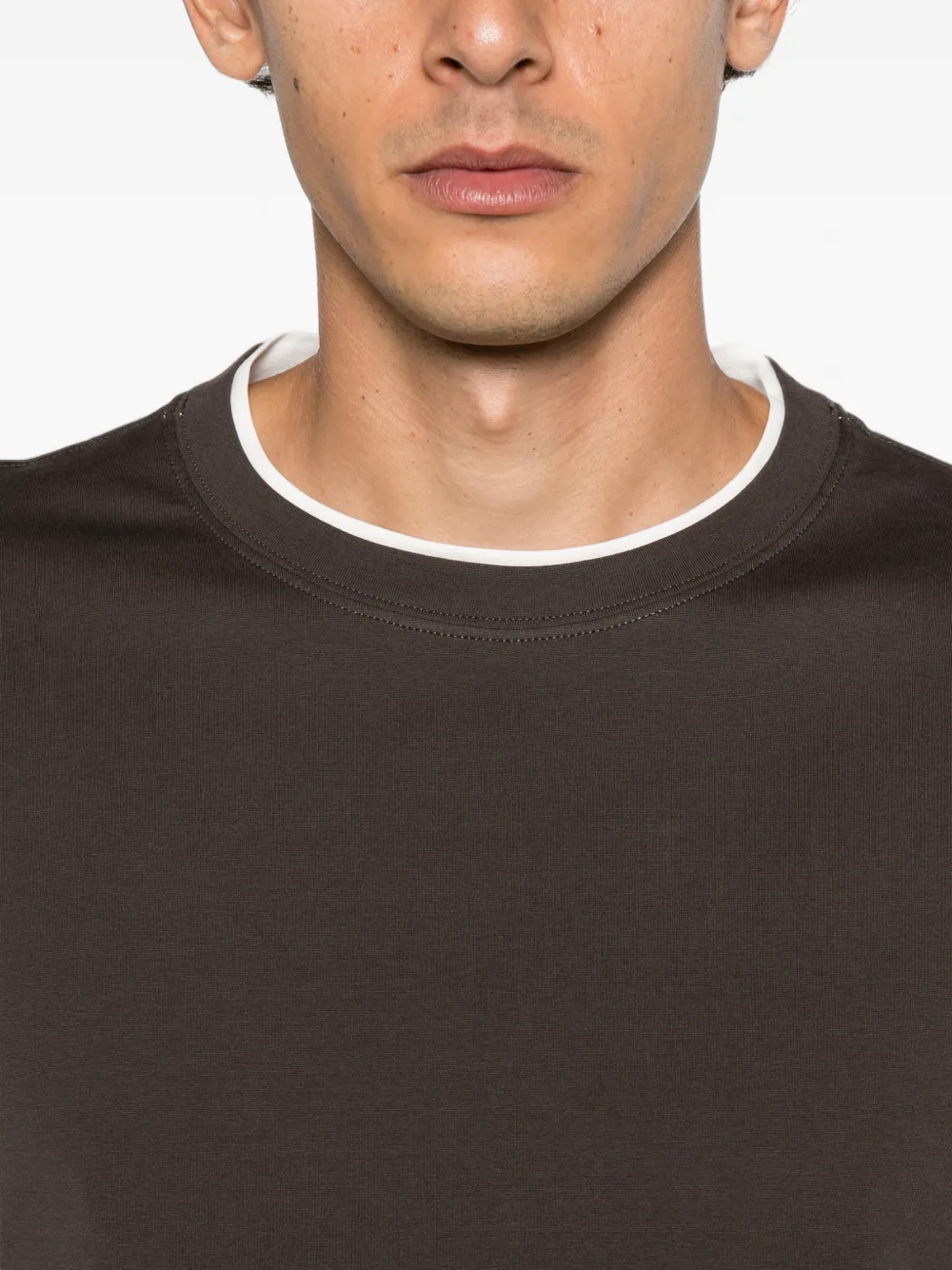 Brunello Cucinelli cotton jersey crew-neck T-shirt with faux-layering Bruin
