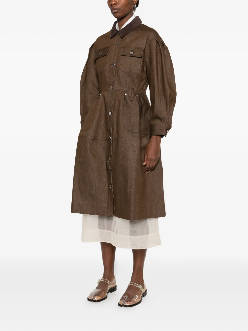 Simone Rocha corduroy-collar midi dress Bruin