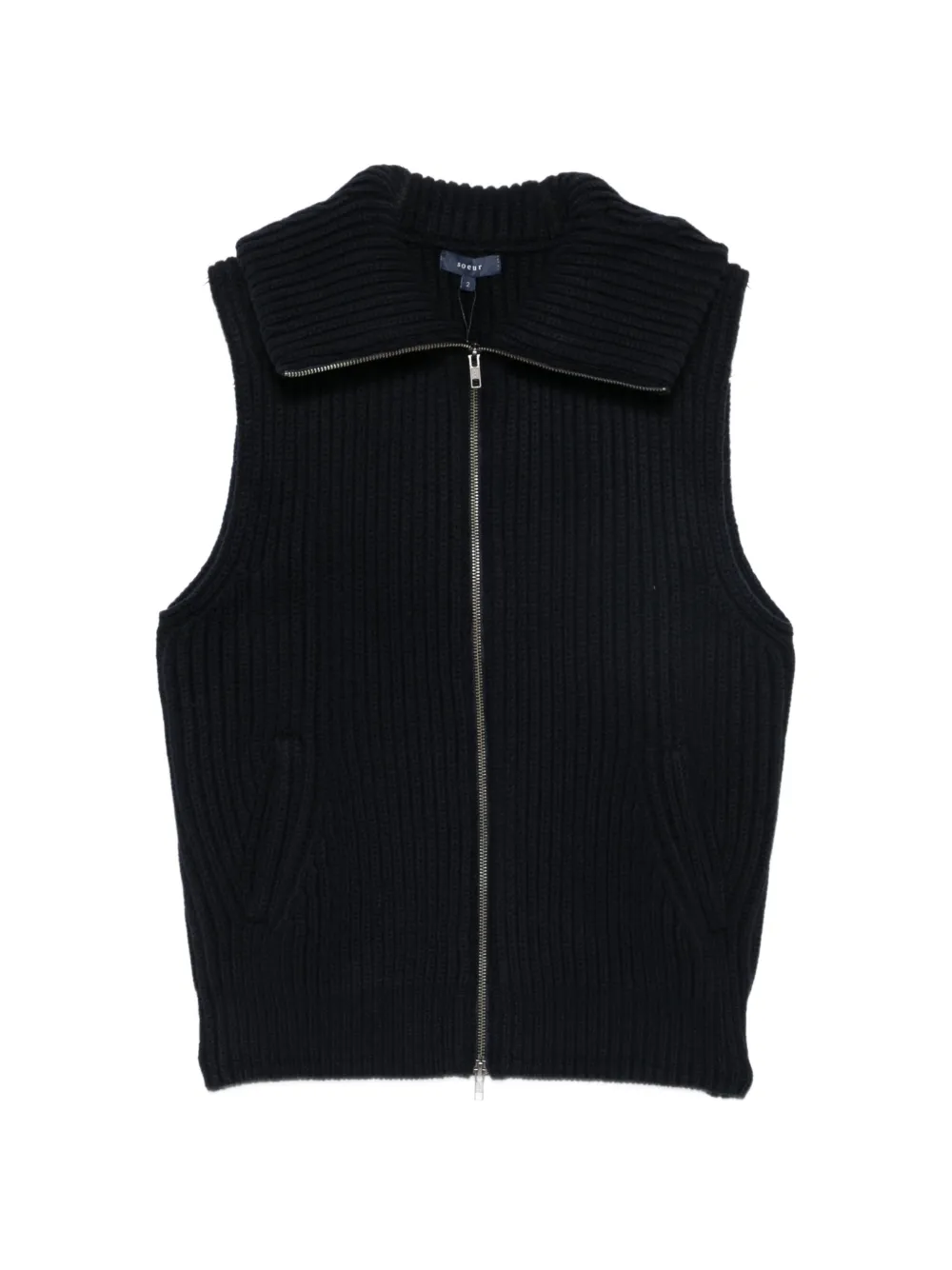 Soeur Kristen ribbed-knit sleeveless jacket - Blau