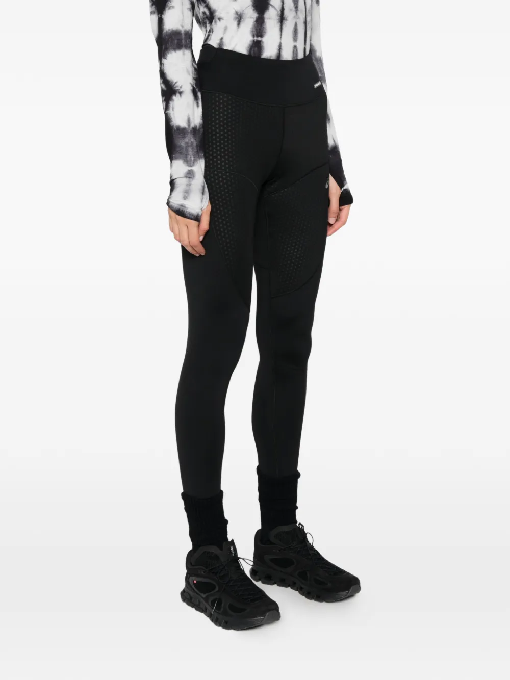 ASICS Legging met textuurvlak en logo-detail Zwart