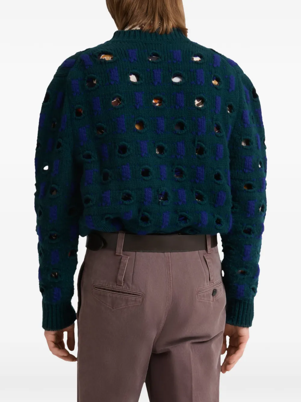 Marni Trui van wol-kasjmier met uitgesneden stippen Blauw