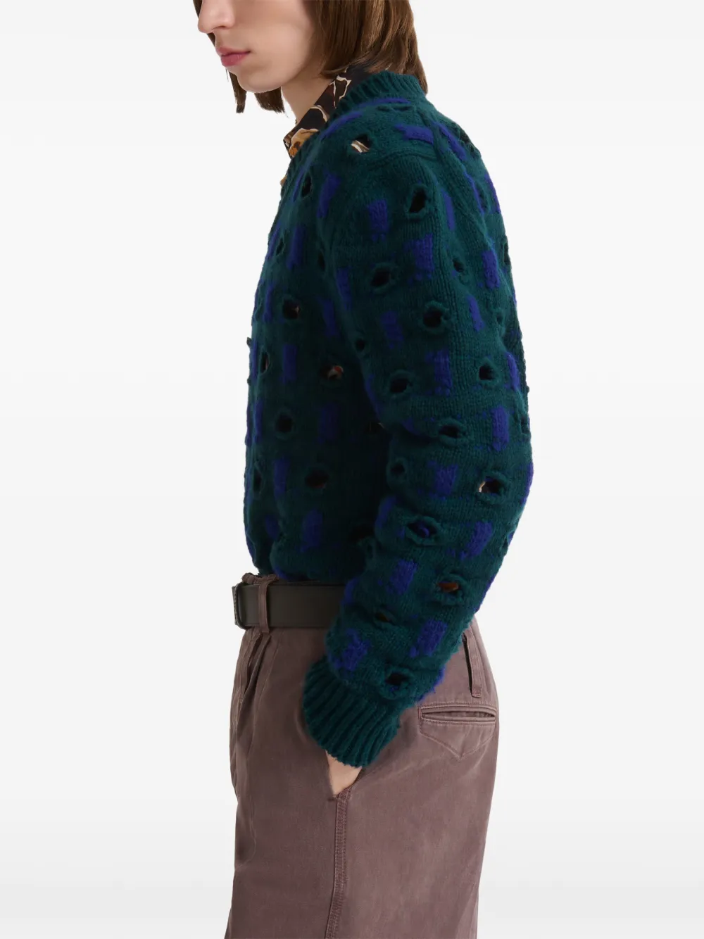 Marni Trui van wol-kasjmier met uitgesneden stippen Blauw