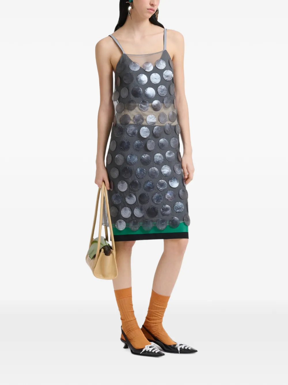 Marni Maxi-jurk met pailletten en parelmoer Grijs