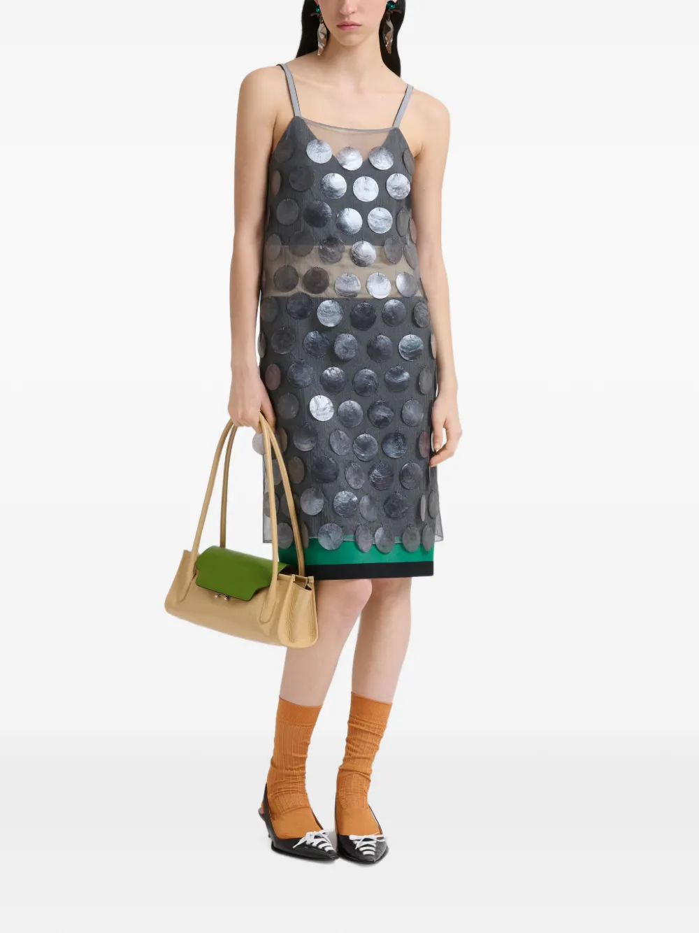 Marni Maxi-jurk met pailletten en parelmoer Grijs