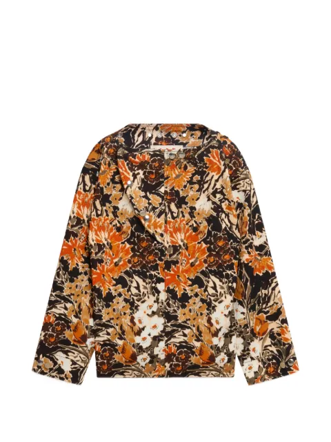 Marni black cloqué top with Extreme Bouquet print