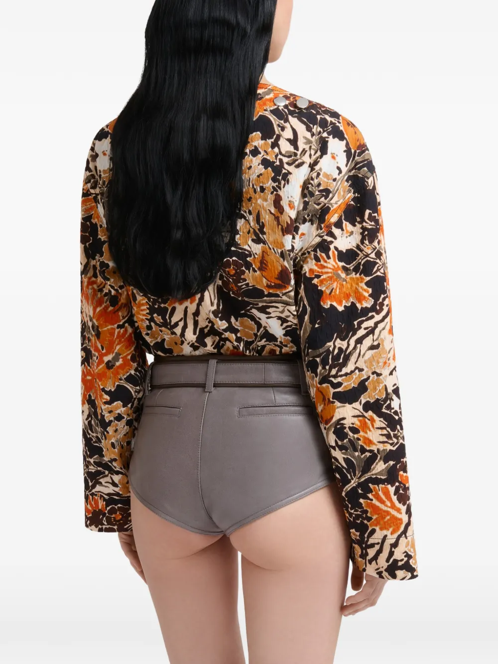 Marni Cloqué top met Extreme Bouquet-print Zwart