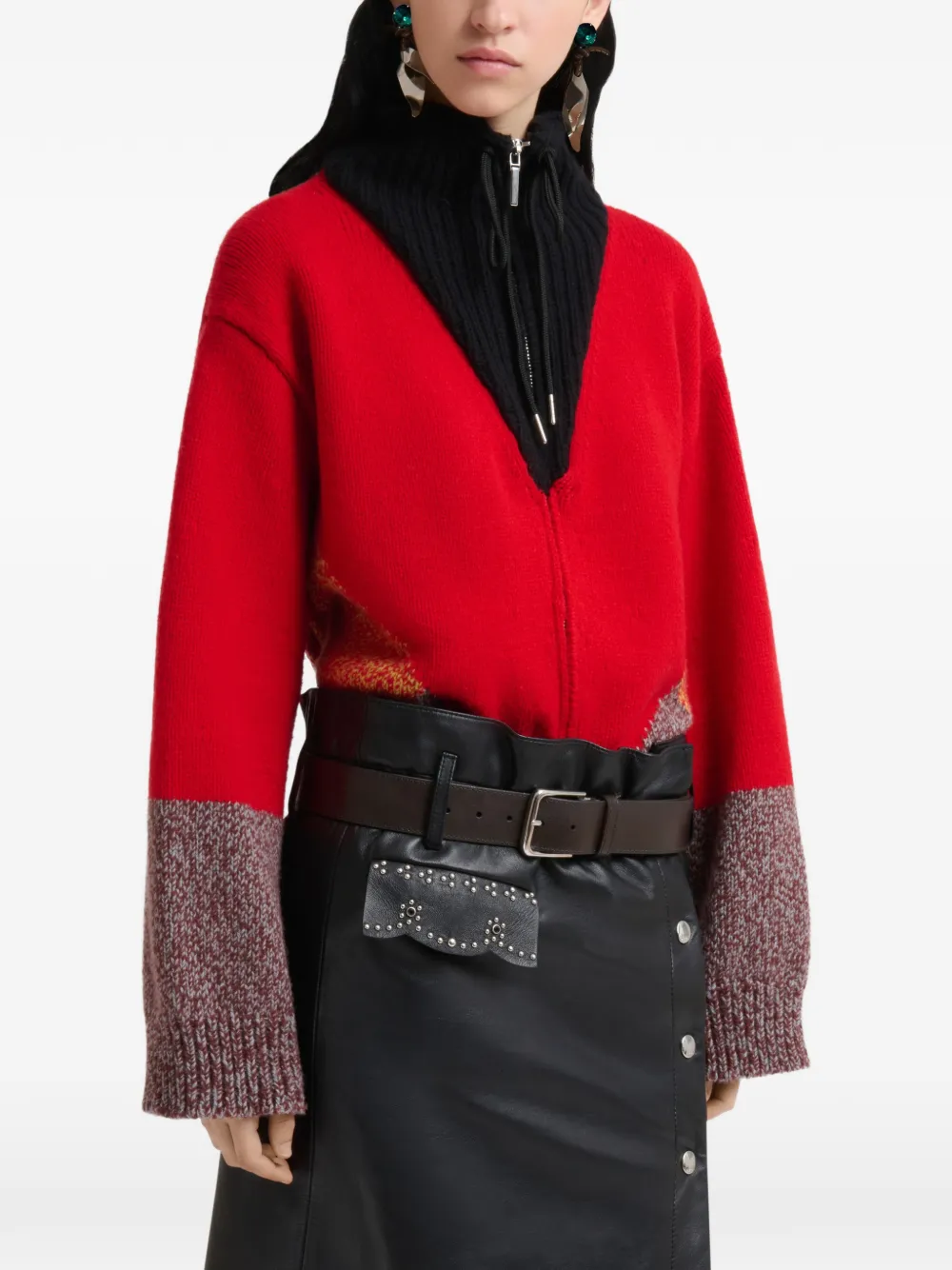 Marni red wool-cashmere jacket with "M" detail Rood