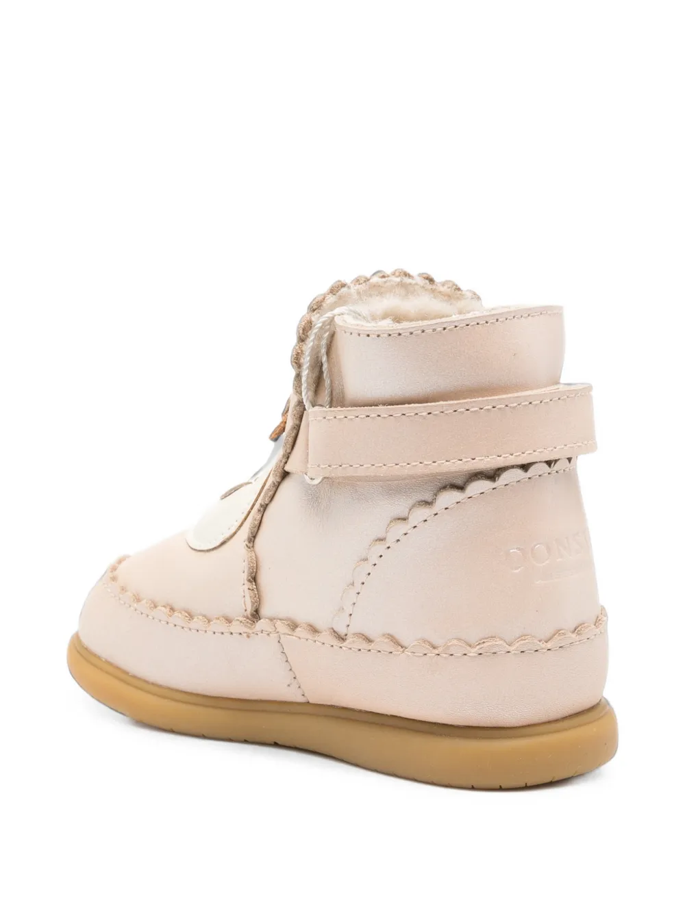 Donsje swan-patchwork scalloped-trim boots Beige