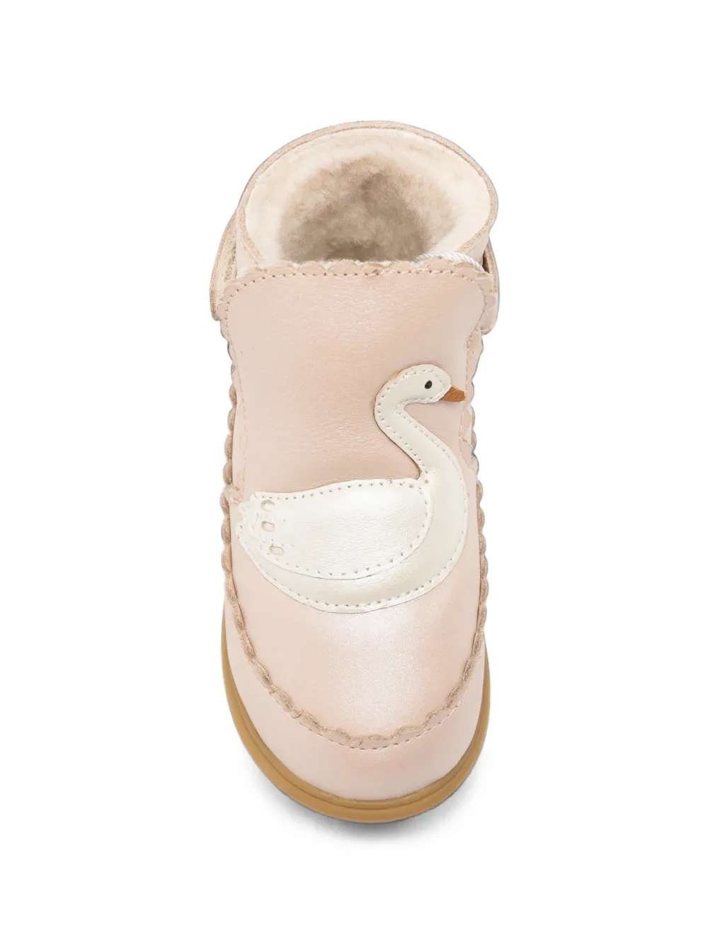 Donsje swan-patchwork scalloped-trim boots Beige
