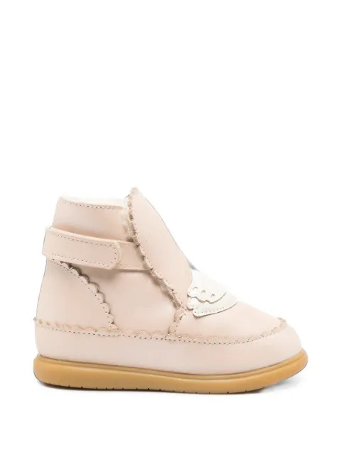 Donsje swan-patchwork scalloped-trim boots