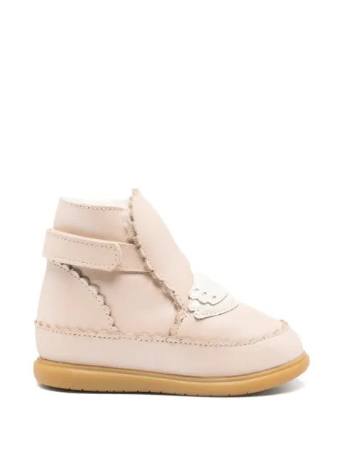 Donsje swan-patchwork scalloped-trim boots