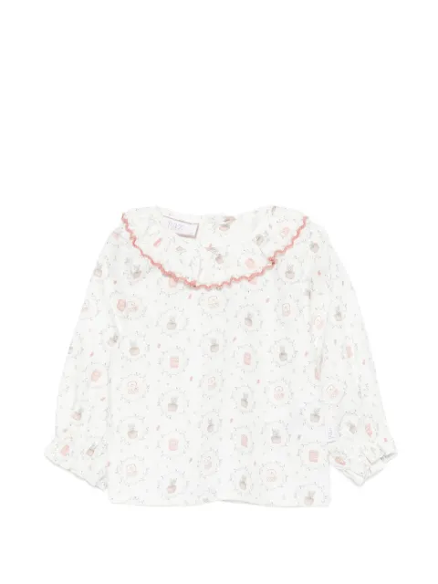 Paz Rodriguez graphic-print ruffled-collar blouse
