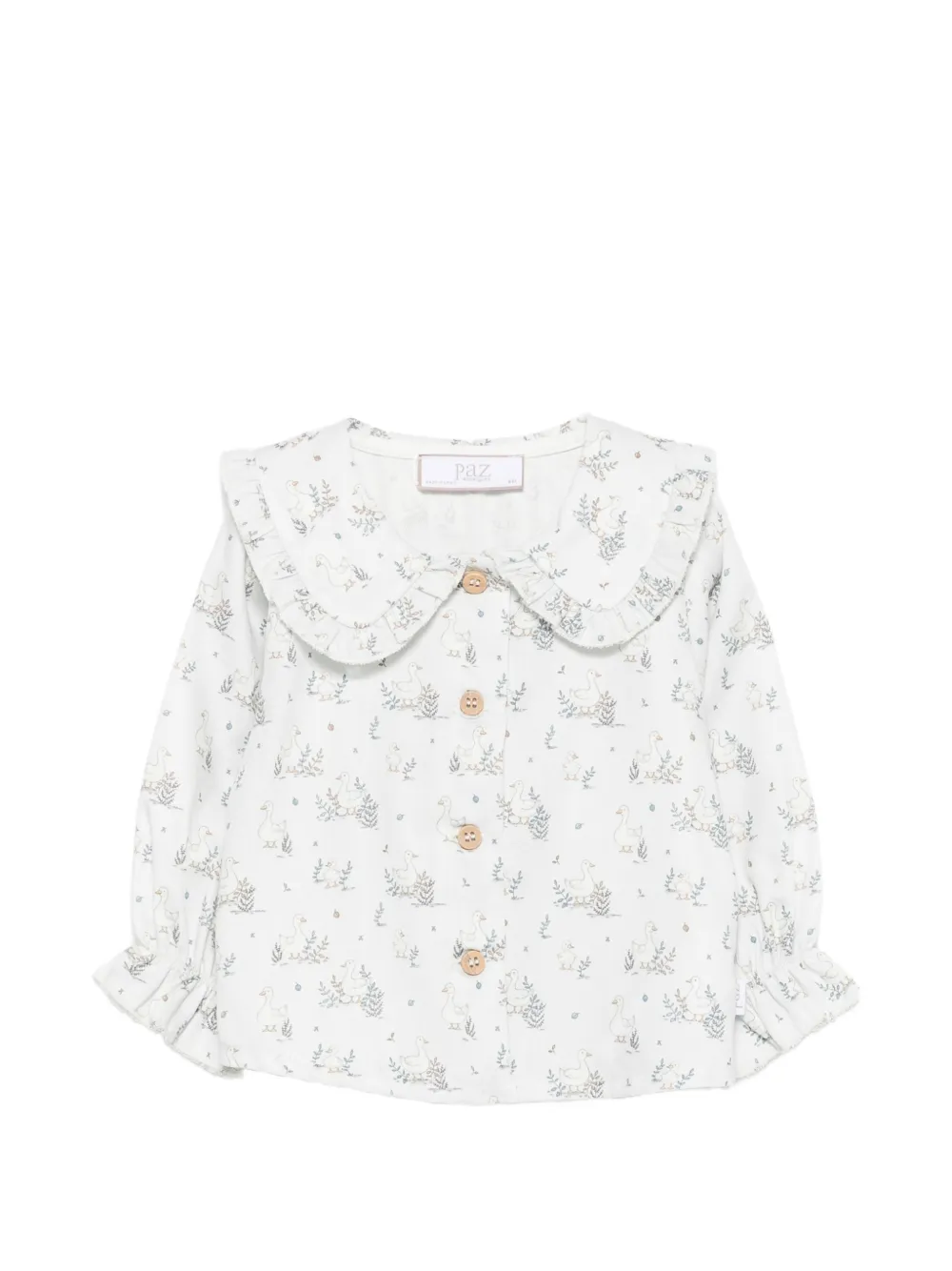 Paz Rodriguez duck-print ruffled-collar blouse - Blu