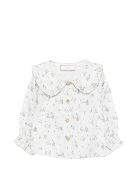 Paz Rodriguez duck-print ruffled-collar blouse