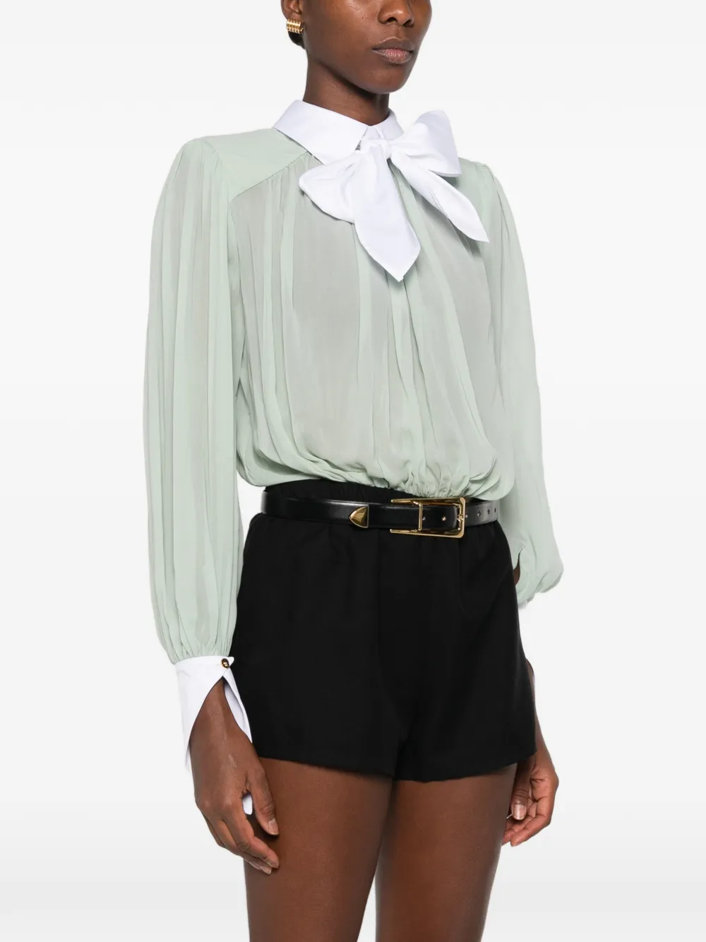 Elisabetta Franchi Blouse met strikdetail en plooien Groen