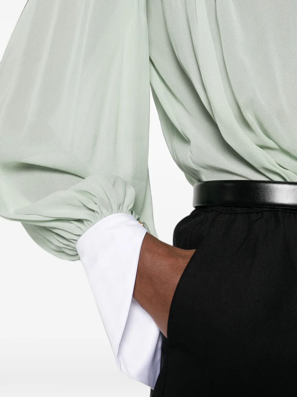 Elisabetta Franchi Blouse met strikdetail en plooien Groen