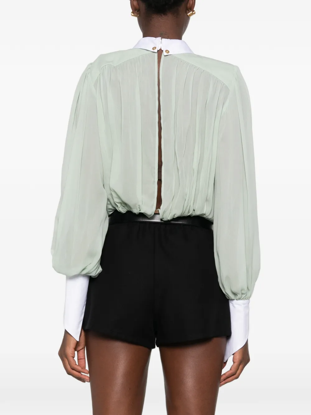 Elisabetta Franchi Blouse met strikdetail en plooien Groen
