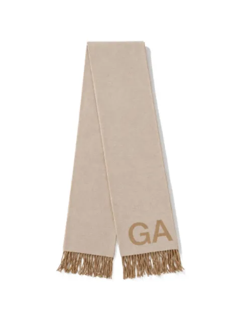 GANNI ivory fringed scarf