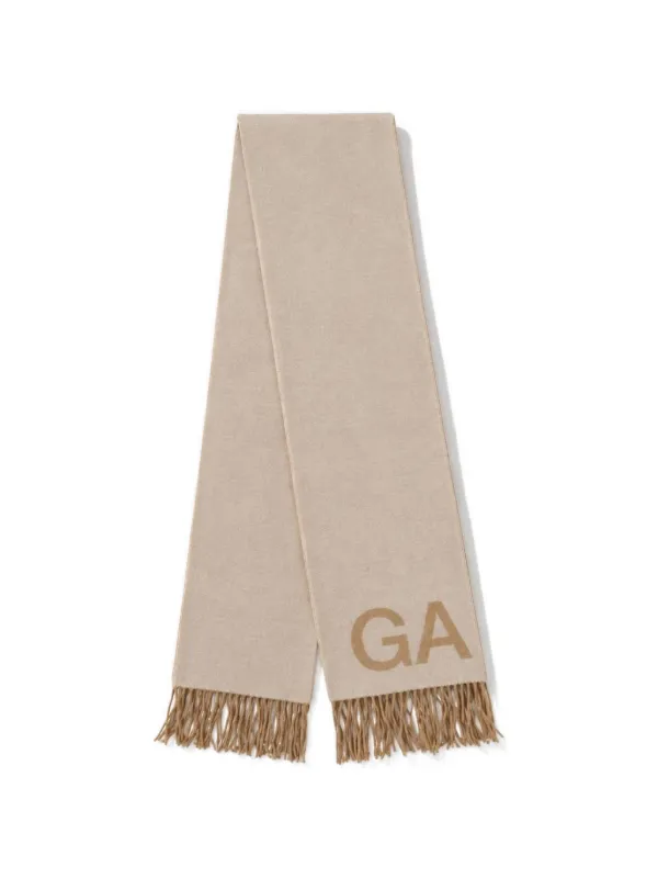 Ganni Ivory Fringed Scarf in Neutrals