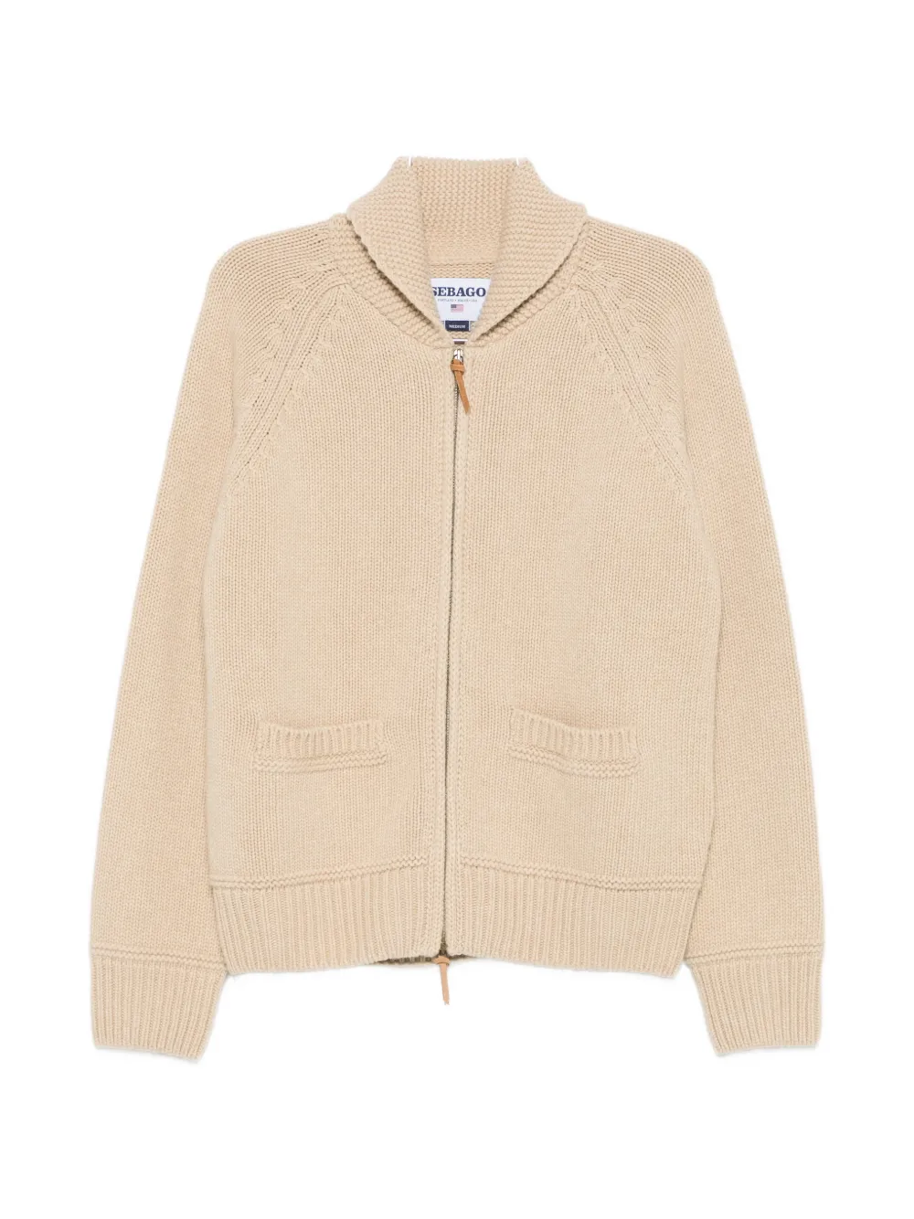 Sebago Anchor-intarsia Zip-up Cardigan In 뉴트럴