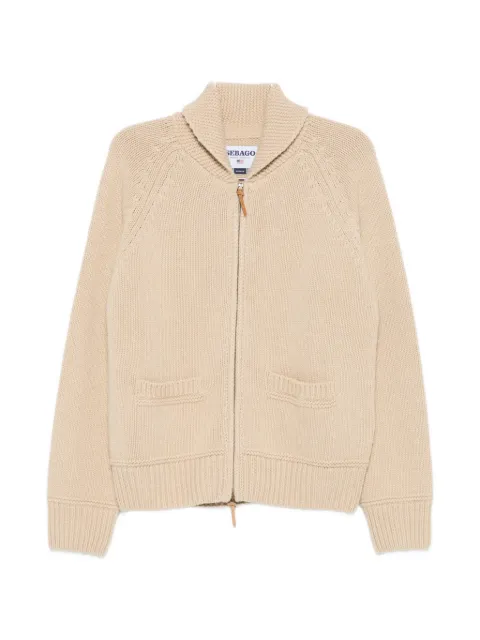 Sebago anchor-intarsia zip-up cardigan