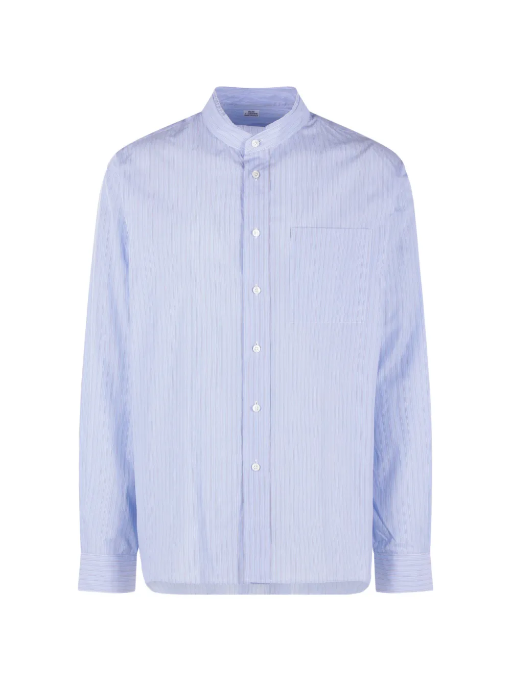 SALON C. LUNDMAN stripe-print band-collar shirt
