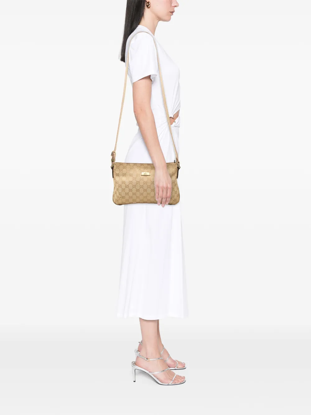 Gucci Pre-Owned Borsa a tracolla in tela GG con decorazione Web 2000-2015 - Toni neutri