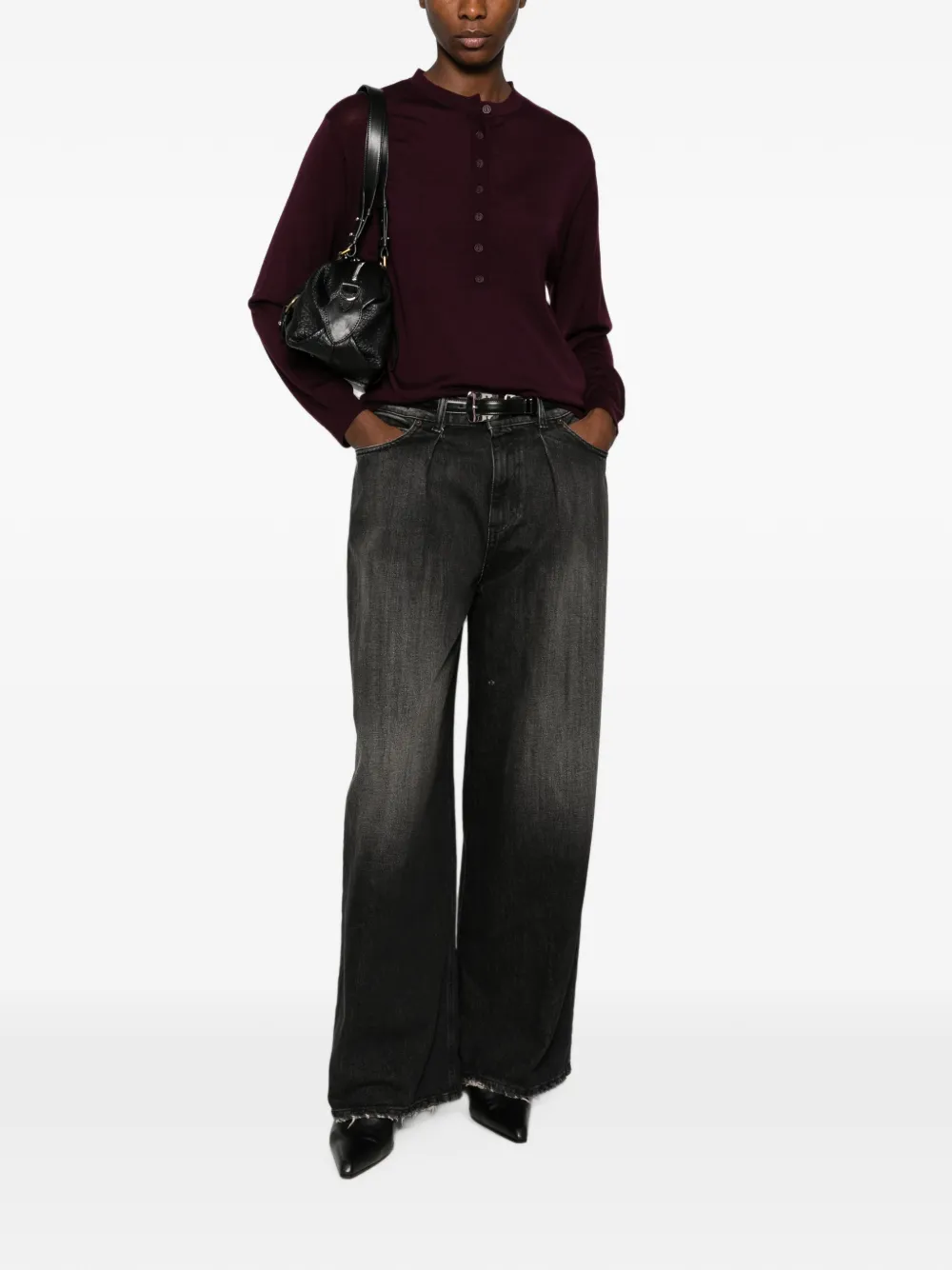 Vicolo Button-placket Sweater In Red