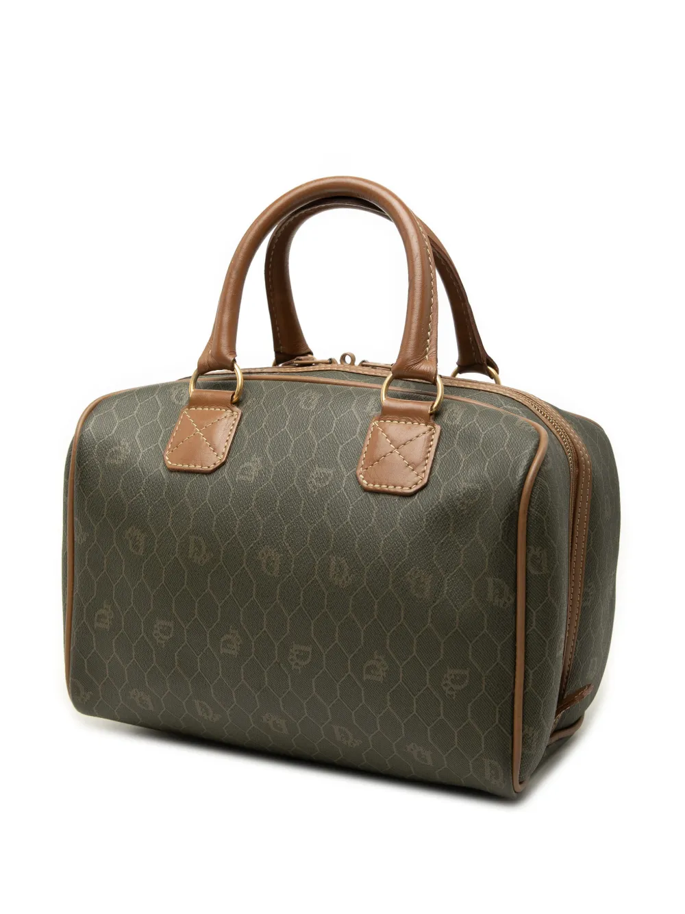 Christian Dior Pre-Owned 1900s Honeycomb gecoate canvas boston tas Bruin